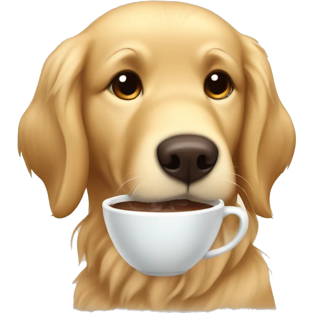 Golden retriever drinking hot chocolate  emoji