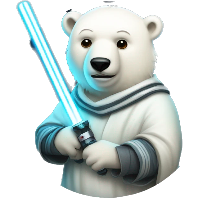 Jedi polar bear with soccer ball with light saber emoji