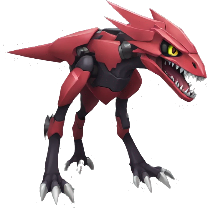  Cool Edgy Punk Black Red Digimon-Fakemon-Raptor-Genesect-Reptile full body emoji