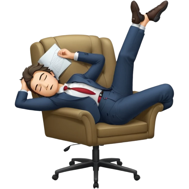 Boss sleeping in a chair with her legs up on the desk emoji