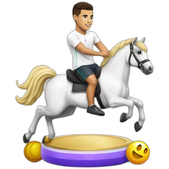 Ronaldo sur une licorne emoji
