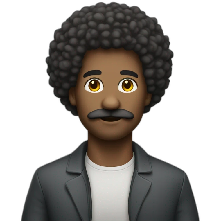 full body afro man with moustache emoji