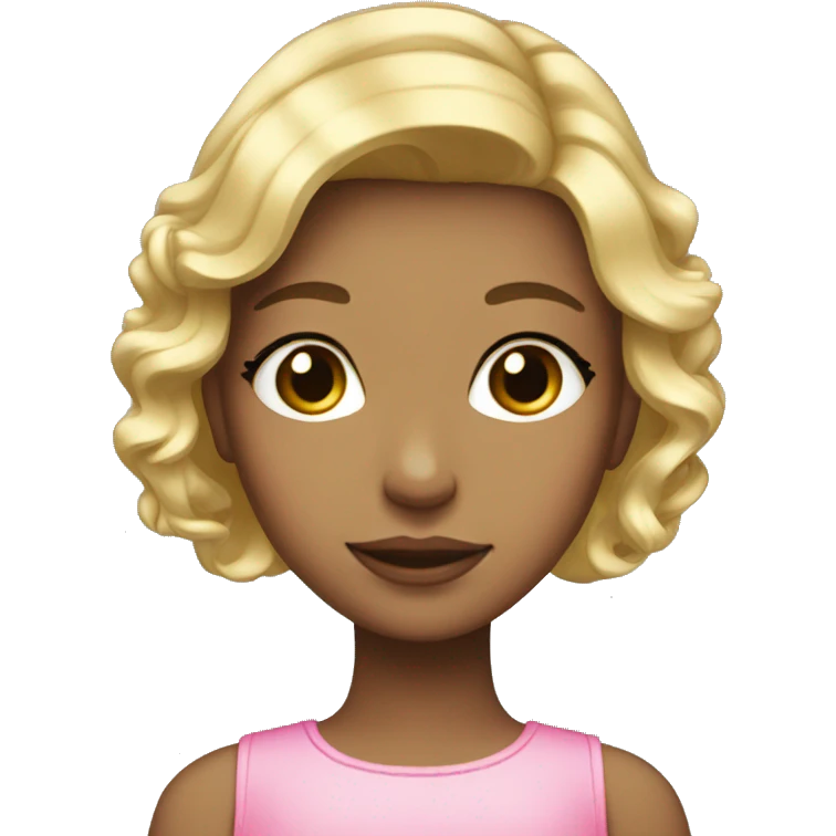 Girl with blonde highlights and pink bow emoji