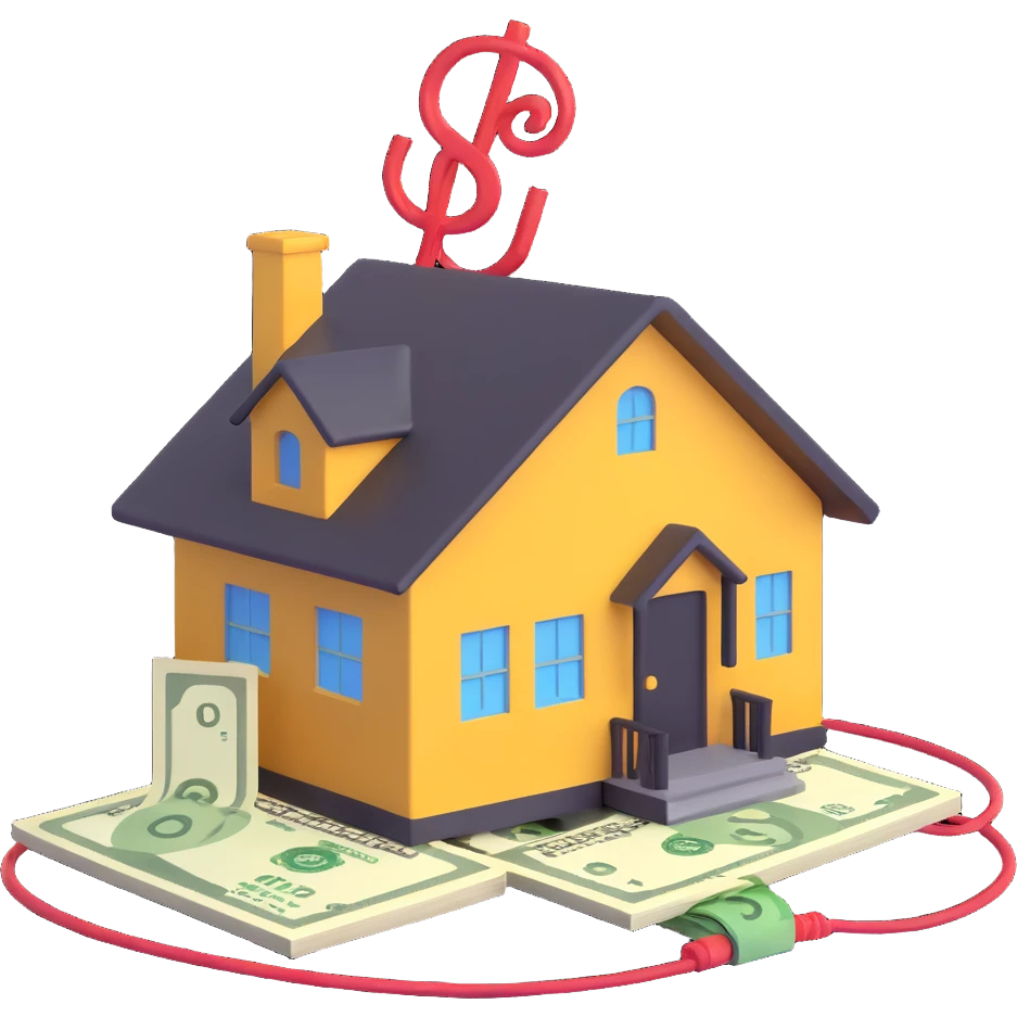 extension cable with a money sign and a house together emoji