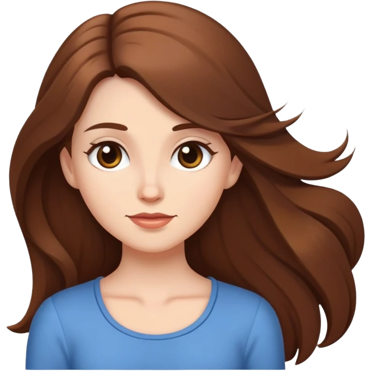 White Woman Long brown hair - in a cute pose emoji
