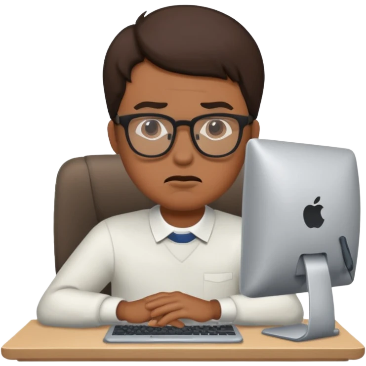 a man in front of a computer annoyed  emoji