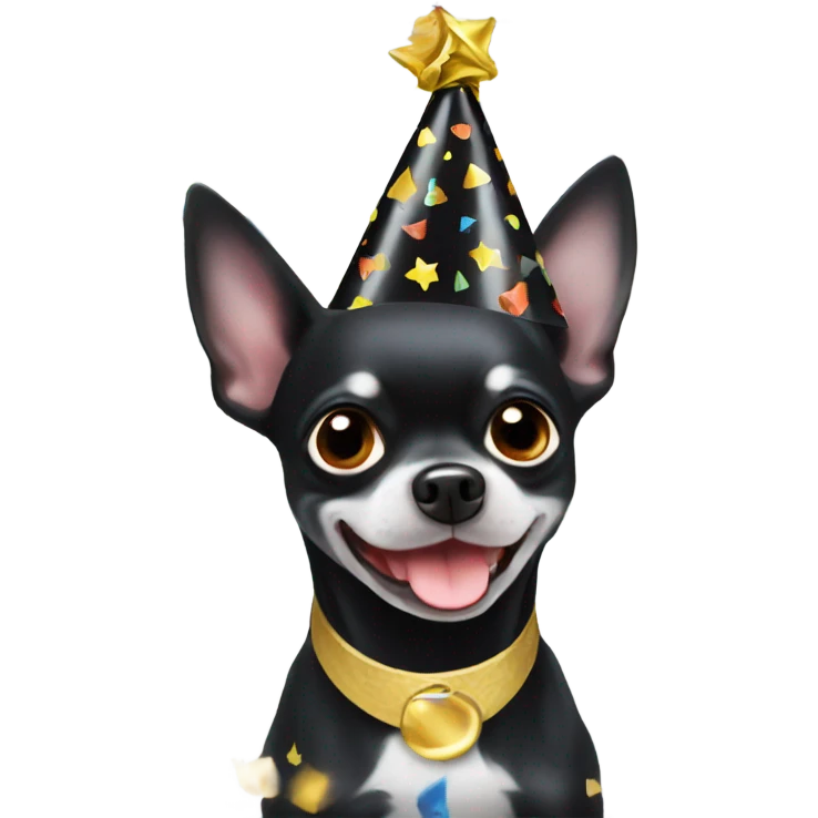 Black chihuahua party hat confetti  emoji