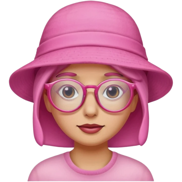 sunburned wearing a pink hat and glasses emoji