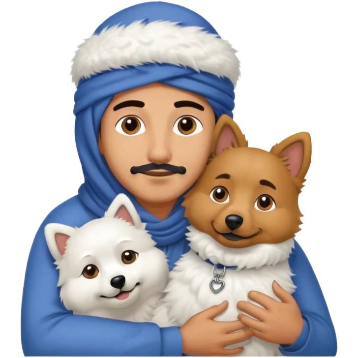 arabic man hugging Spitz dog  emoji