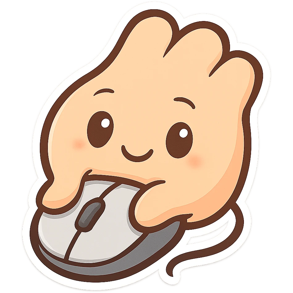 friendly cartoon chibi style hand on computer mouse emoji