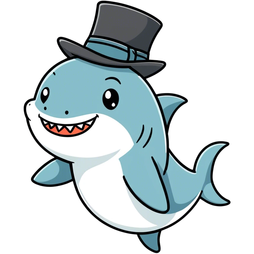 Shark with a top hat emoji