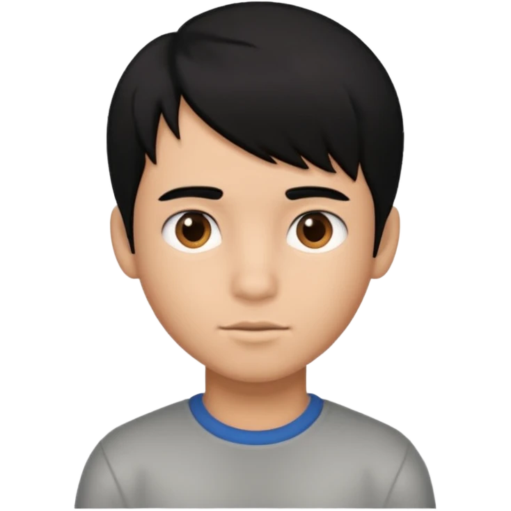 Boy black hair straight down with some texture emoji