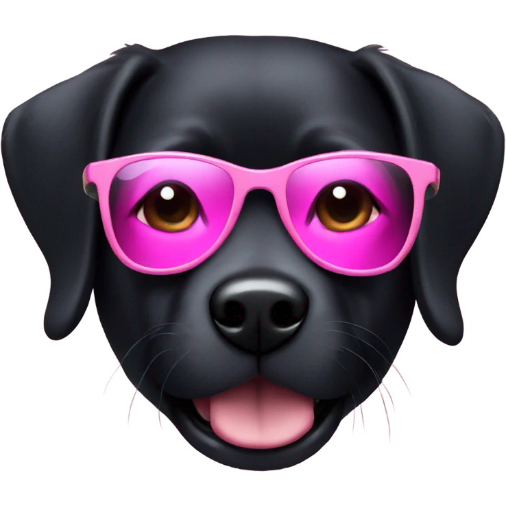 Black dog wearing pink sunglasses emoji
