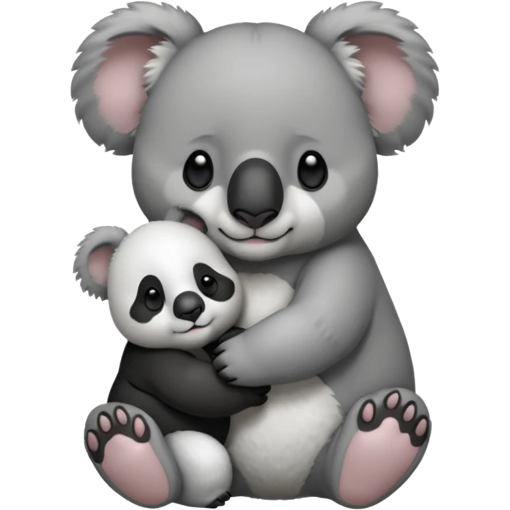 Big koala holding hand with small panda emoji