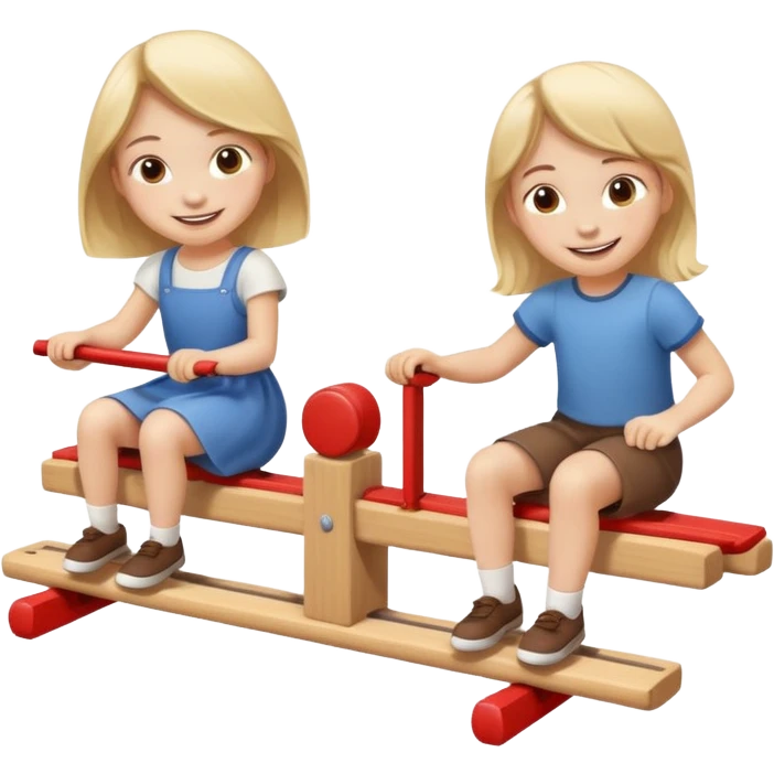one boy and one girl playing seesaw emoji