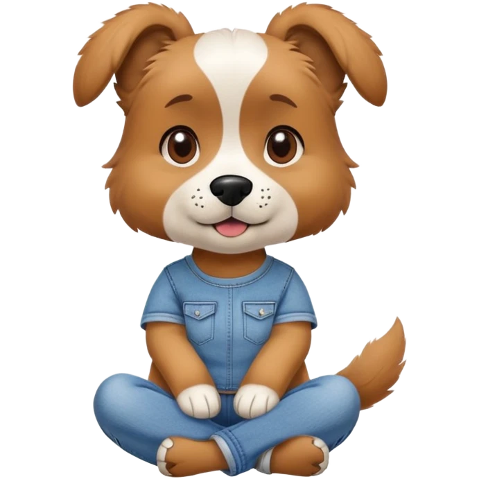 female dog anthropomorphised wearing jeans and a t-shirt sitting pose emoji