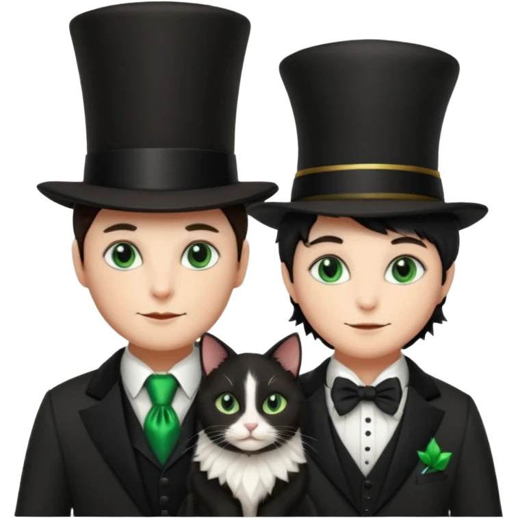 magician couple and their pet cat emoji