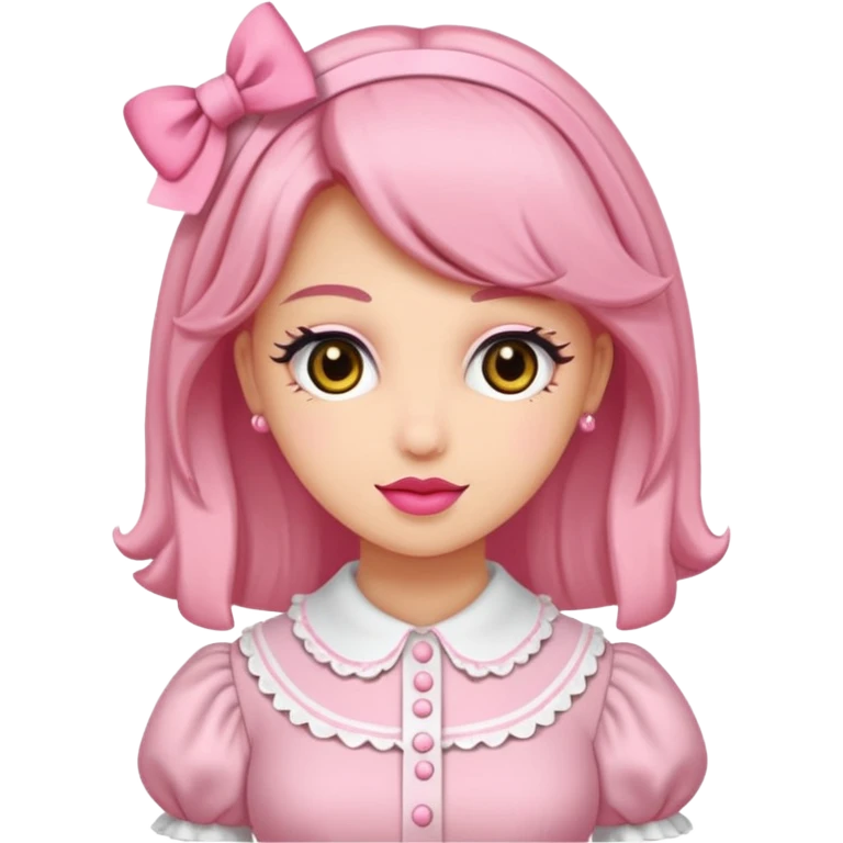 Fiyonklu ve pembe lolita giyen erkek çiz emoji