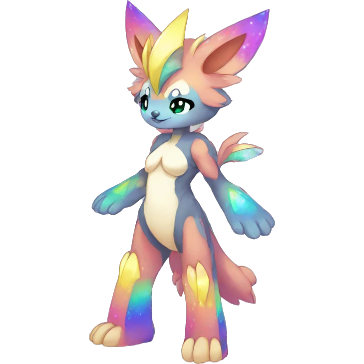 Anthro Sona Colorful Sparkly Shiny Fakemon Full Body emoji