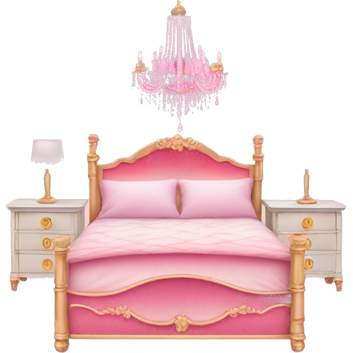 Pink ombre bed with glitter and chandelier  emoji