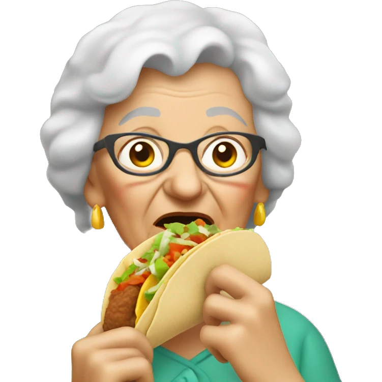 grandma eating a taco emoji