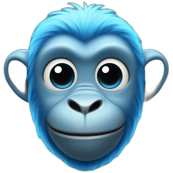 a glowing blue monkey emoji