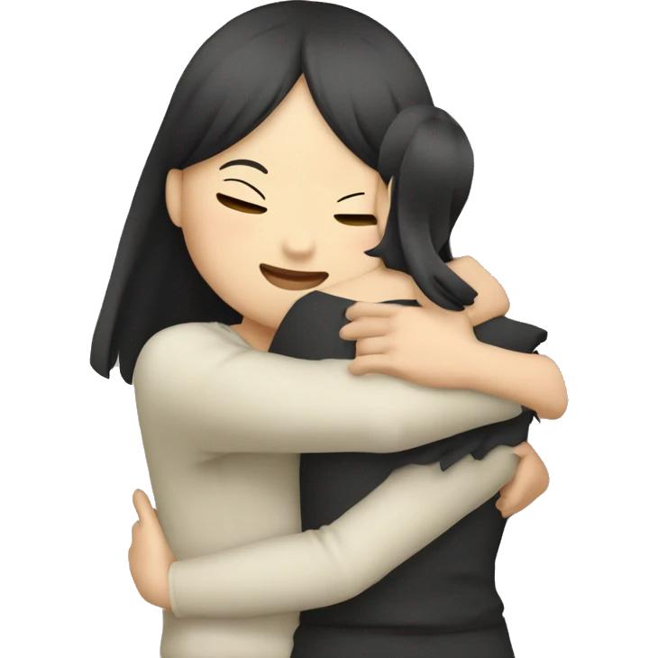 asian Girl Hug with japanese spitze emoji