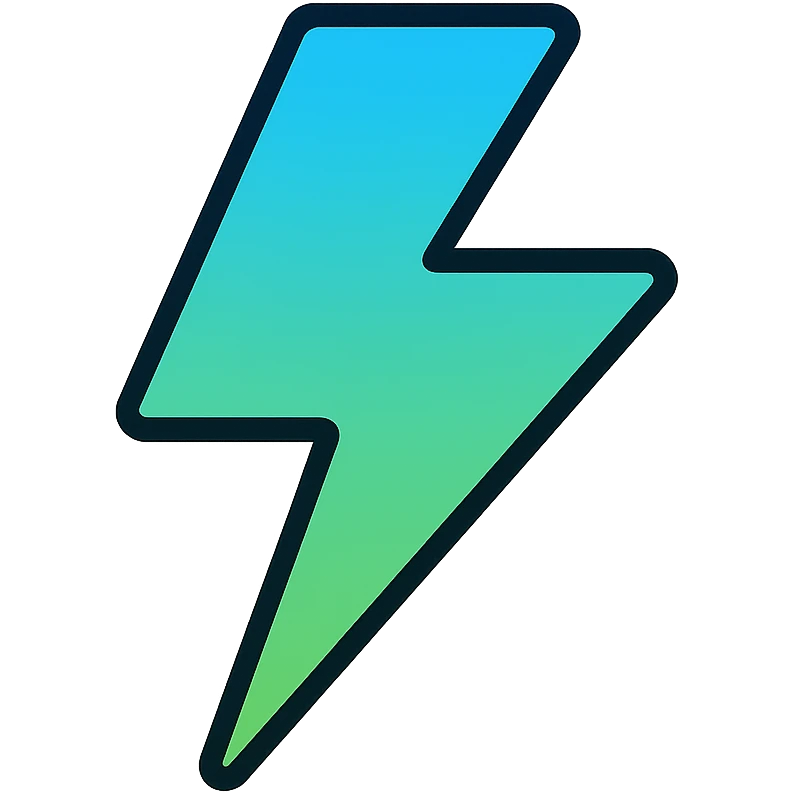 abstract thunder icon with blue and green gradient emoji