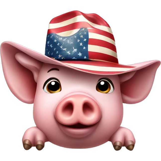Pig with cowboy hat and American flag emoji