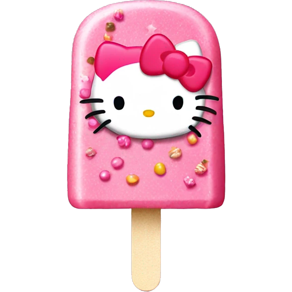 Hello kitty popsicle with pink frosting and sprinkles  emoji