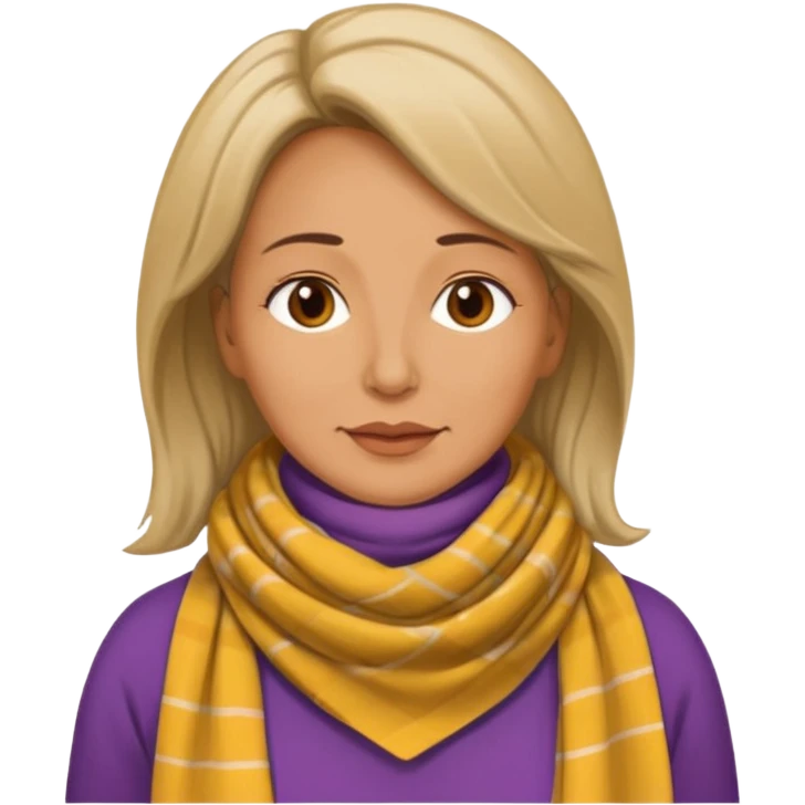 a woman, middle age, waring a tracheal stoma emoji