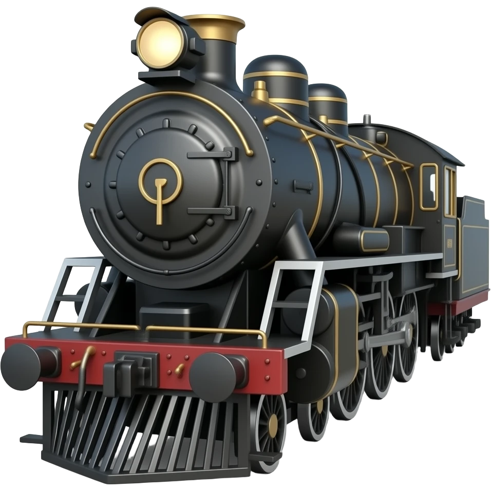 3d Realistic black classic locomotive emoji