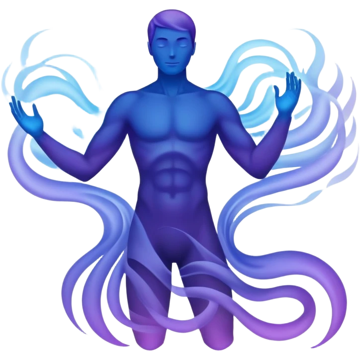 Male silhouette composed of ethereal flowing energy waves, abstract style aura forming the shape of a man, no facial features emoji