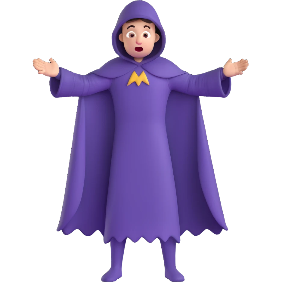adulto disfrazado con expresión asustada emoji