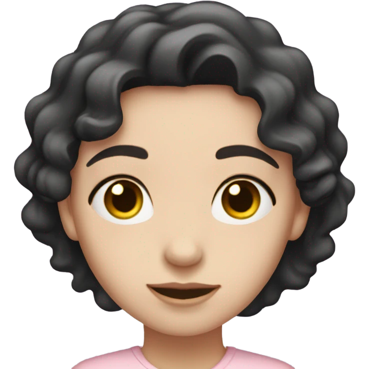 girl with pale skin and black wavy hair wearing a light pink shirt emoji