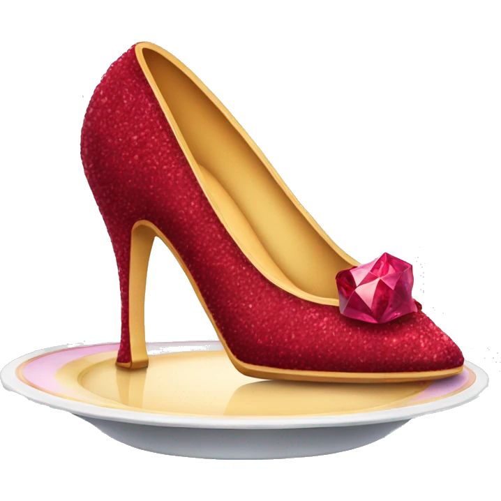 Ruby cinderalla shoe in a plate emoji
