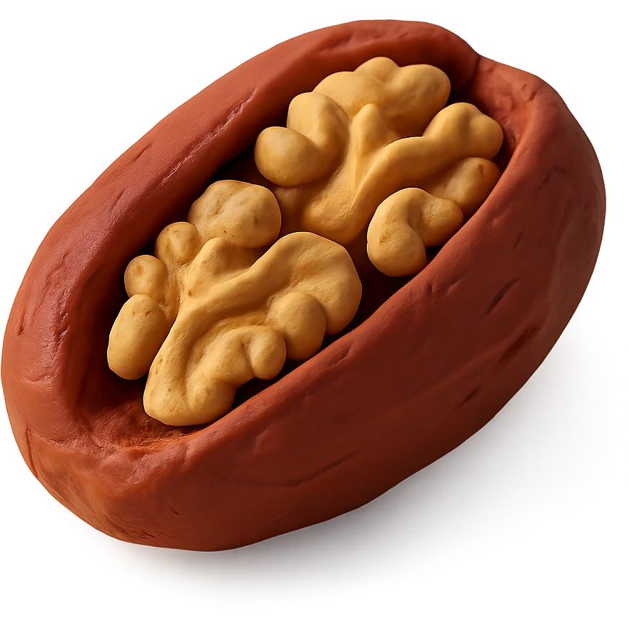 claymation style date fruit with walnuts inside emoji