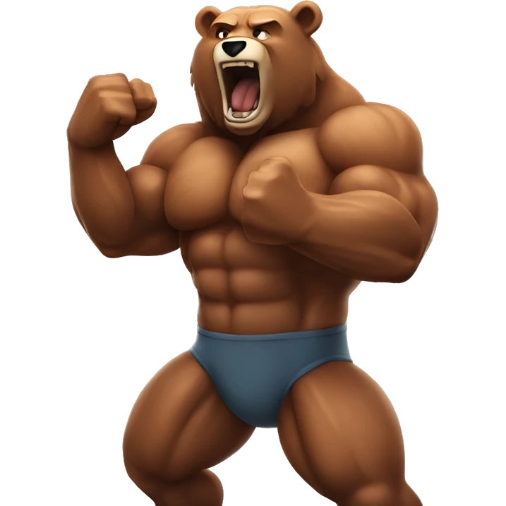 a human shaped muscle mass bear roaring and flexing his muscles emoji