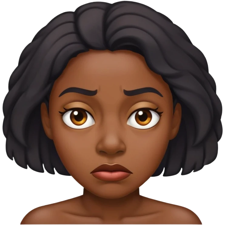 black woman with disgusted face emoji