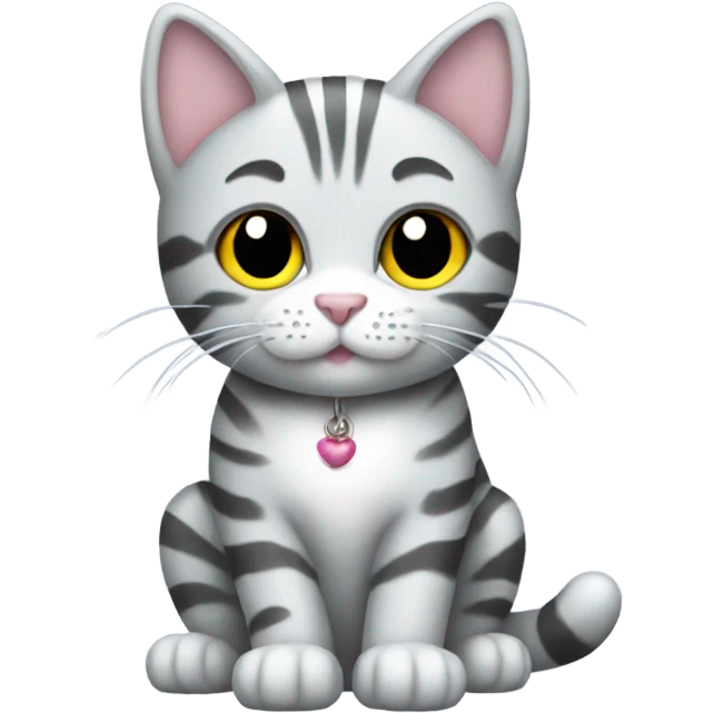 Silver tabby cat holding a spring toy  emoji