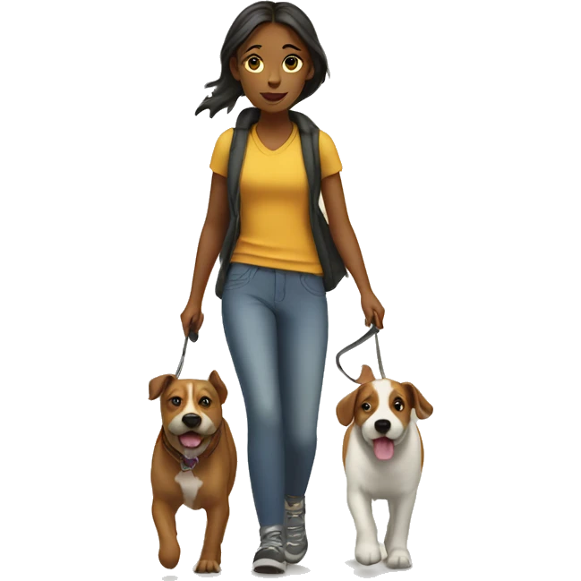 Girl walking two dogs emoji