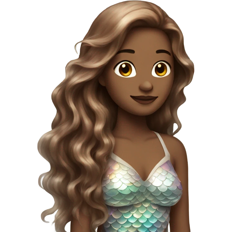 iridescent white mermaid with long brown hair emoji