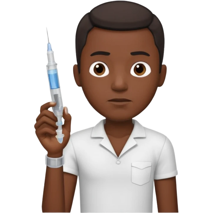 sick black man getting syringe shot arm emoji