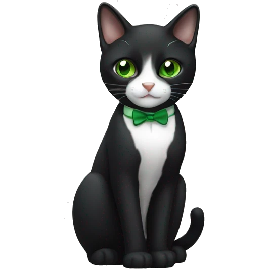 A tuxedo cat with green eyes  emoji