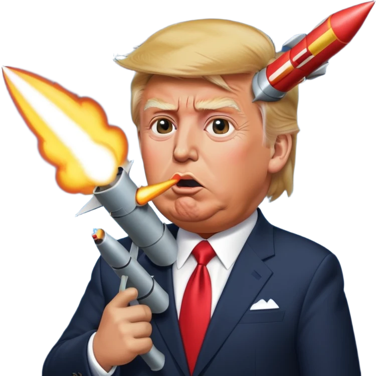 Трамп с ракетой в зубах и в заднецы emoji