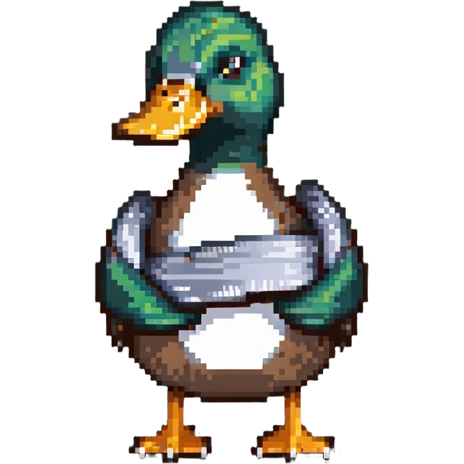 mallard duck holding silver duct tape emoji