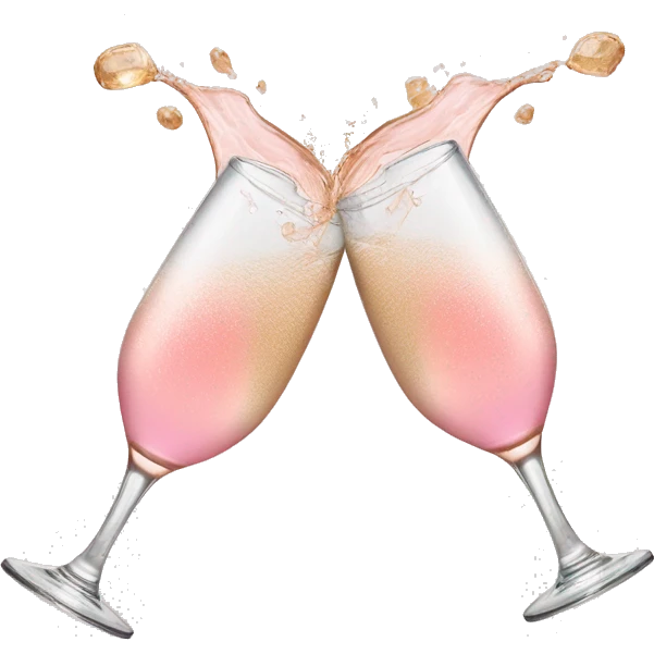 glasses of pastel pink champagne are smashing against each other emoji