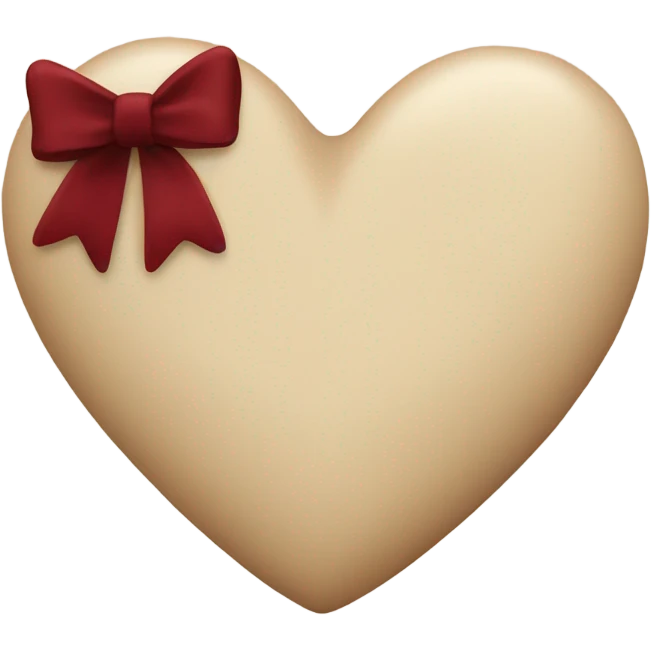 Beige heart with dark red bow emoji