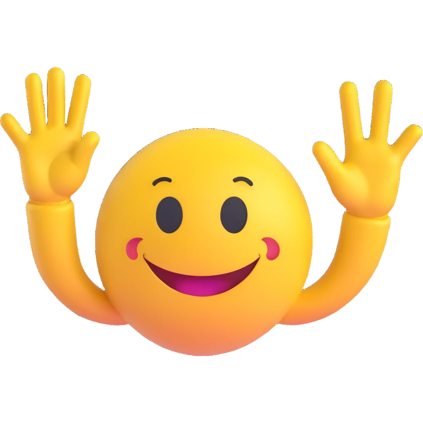 3D smiley emoji, round shape, giving a high five with hand, with the text "pacsi" emoji