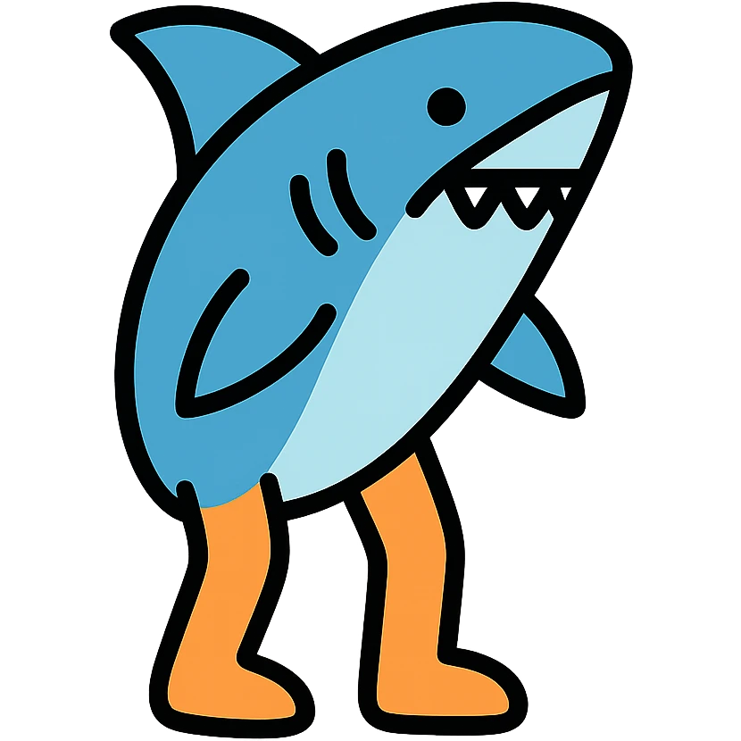 shark with legs colored icon emoji